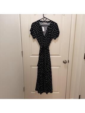 NWT Loft Women’s Maxi Dress Size 4 Black And White Poka Dot Business Casual
